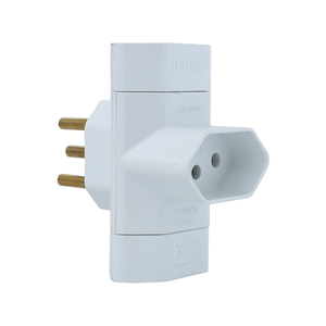 Plugue T Ilumi 2 Pinos + Terra 10A 250V Branco - 12270