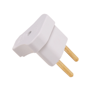 Plugue Macho Angular Ilumi 2 Pinos 10A 250V, Branco - 1443