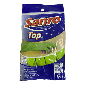 Luva De Látex Sanro Top Multiuso Tamanho Média Verde - 14338