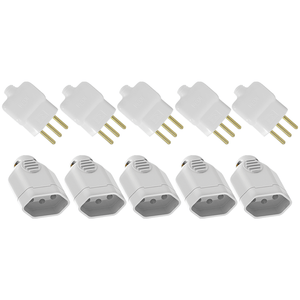 Kit 5UN Ilumi Plugue Macho+Fêmea 2P+T 10A 250V Branco