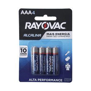 Pilha Alcalina Palito AAA Rayovac com 4 unidades