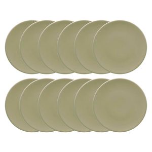 Conjunto de 12 Pratos Lanches 19cm Oxford Unni Oliva, Cerâmica