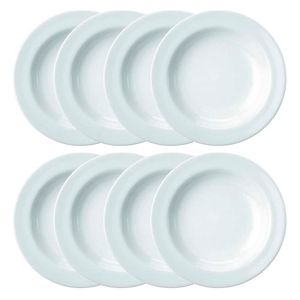 Conjunto de 8 Pratos Fundos 23cm Schmidt Branco, Porcelana