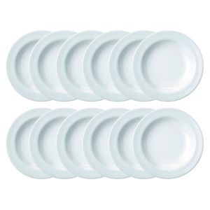 Conjunto de 12 Pratos Fundos 23cm Schmidt Branco, Porcelana