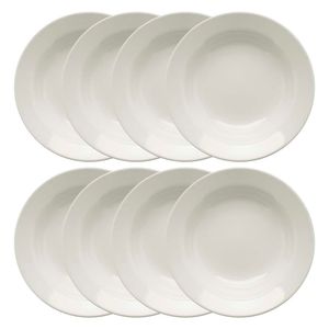 Conjunto de 8 Pratos Fundos 22cm Biona Donna Branco, Cerâmica