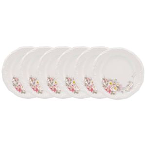 Conjunto de 6 Pratos Lanches 19cm Schmidt Eterna, Porcelana