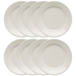 Conjunto de 8 Pratos Lanches 19cm Biona Donna Branco, Cerâmica