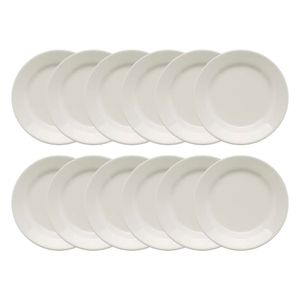 Conjunto de 12 Pratos Lanches 19cm Biona Donna Branco, Cerâmica