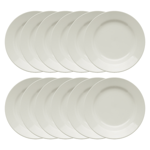 Conjunto de 12 Pratos Rasos 24cm Biona Donna Branco, Cerâmica