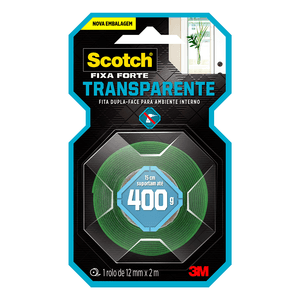 Fita Dupla Face 3M Scotch Fixa Forte 12mm x 2m Transparente - HB004419873