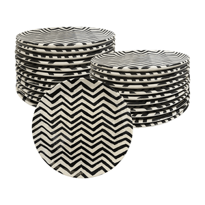 Conjunto de 24 Pratos Lanches 20,50cm Porto Brasil Coup Chevron, Cerâmica