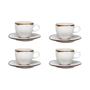 Conjunto de 4 Xícaras com Pires 220ml Oxford Ryo Maresia, Porcelana