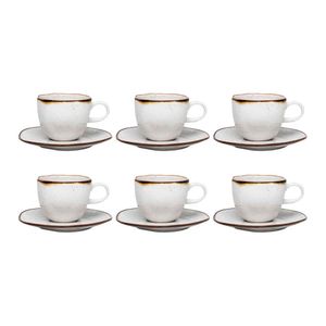 Conjunto De 6 Xícaras Com Pires 220ml Oxford Ryo Maresia, Porcelana