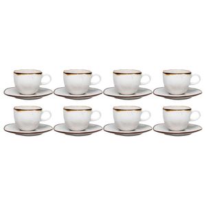 Conjunto De 8 Xícaras Com Pires 220ml Oxford Ryo Maresia, Porcelana