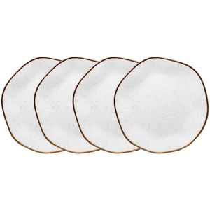 Conjunto De 4 Pratos Lanches 21,5cm Oxford Ryo Maresia, Porcelana