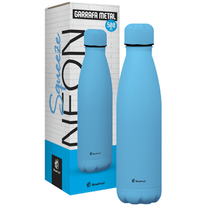 Garrafa Térmica Brasfoot Metal Neo 500ml Azul Neon Emborrachado - 13091