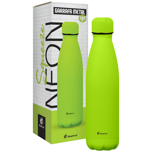 Garrafa Térmica Brasfoot Metal Neo 500ml Verde Neon Emborrachado - 13090