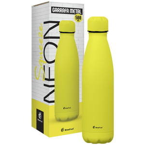 Garrafa Térmica Brasfoot Metal Neo 500ml Amarelo Neon Emborrachado - 13094