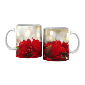 Caneca Top Home Flowers 325ml, Cerâmica, Vermelha - 300107