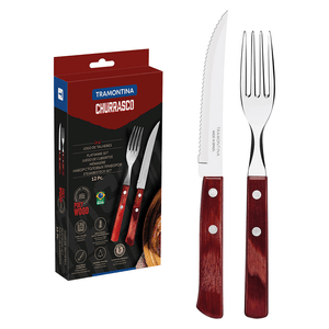 Faqueiro Tramontina Churrasco 12 Peças, em Aço Inox com Cabo Polywood Vermelho - 21199/711