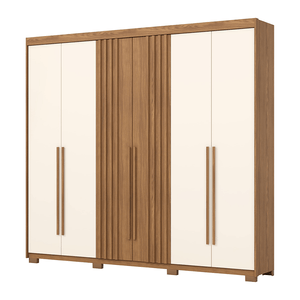 Guarda - Roupa / Roupeiro Henn Norton, 6 Portas, 4 Gavetas, Nature / Off White - D325-127