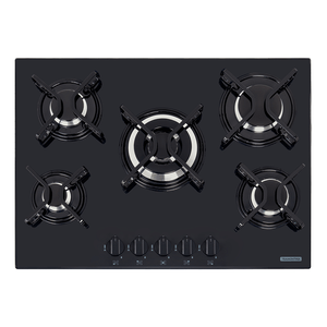 Cooktop A Gás Tramontina Penta 5 Bocas, Acendimento Superautomático, Mesa De Vidro Temperado Preto, Tripla Chama - 94708/201