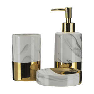 Conjunto Para Banheiro Yangzi, Marble Porcelana, Branco, 3 Peças - 24573