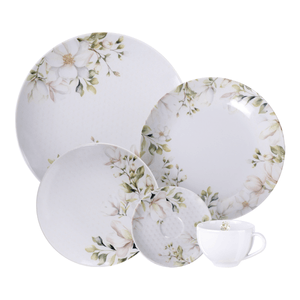 Aparelho De Jantar E Chá Tramontina Magnólia, Porcelana, 20 Peças - 96589/034