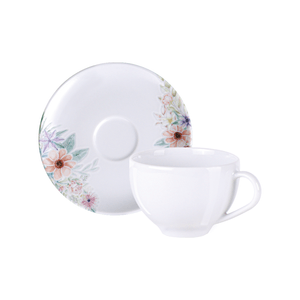 Xícara De Chá Com Pires Tramontina Floratta 250ml, Porcelana - 96580/038