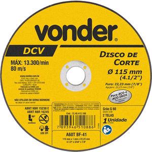 Disco De Corte Vonder Dcv 115mm 4.1/2" Para Aço Inox - 1240412100