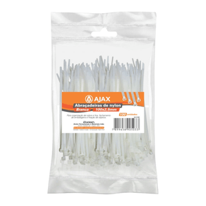 Abraçadeira De Nylon Ajax 100 X 2,5mm, 100 Peças, Branca - A11001