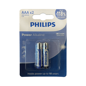 Pilha Alcalina Palito Aaa Philips Com 2 Unidades - Lr03p2b/59