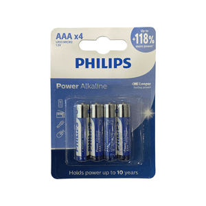 Pilha Alcalina Palito Aaa Philips Com 4 Unidades - Lr03p4b/59