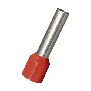 Terminal Ilhós Simples Tubular Longo 10mm 50A Vermelho 50 Peças