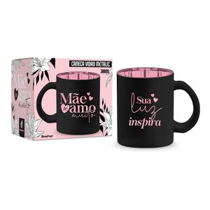 Caneca de Vidro Metalic 300ml Mãe Inspira Brasfoot 14468