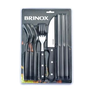 Faqueiro Jumbo 8 Peças para Churrasco Preto Brinox 2554/308