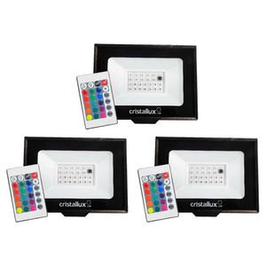 Kit 3 Refletores LED Cristallux 100W RGB Bivolt