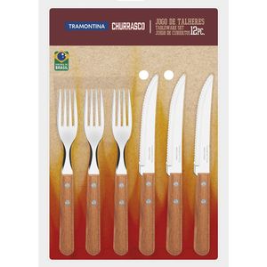 Faqueiro Tramontina Churrasco 12 Pçs Inox Madeira 22399/030