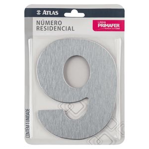 Número Residencial Atlas 9 Aço Escovado PR3001