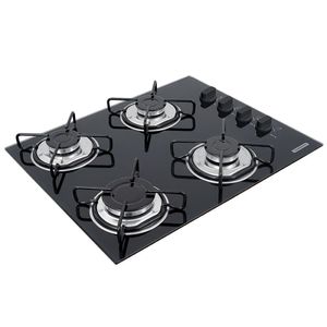 Cooktop a Gás Tramontina Brasil 4 Bocas, Acendimento Superautomático, Mesa de Vidro Temperado Preto - 94703/501