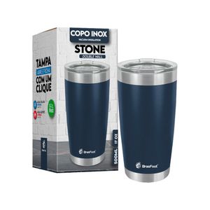 Copo Térmico Stone Brasfoot Azul Escuro 500ml - 10681